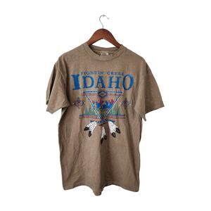 Vintage Idado Shirt Onieta Fightin Creek Nature ID Brown Tee VTG 90s Large